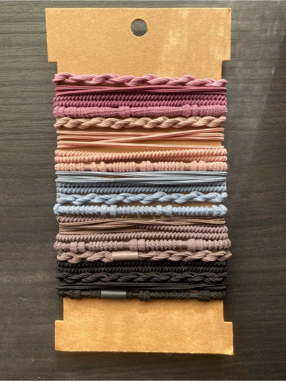 Boho Festival Braided Elastic Hair Tie Bracelet Stack Multi Color 20 Piece Set